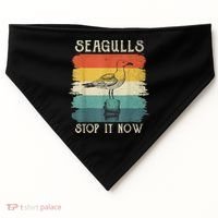Seagulls Stop It Now Bird Lover 80s Retro Funny Seagull USA-Made Doggie Bandana thumb 0