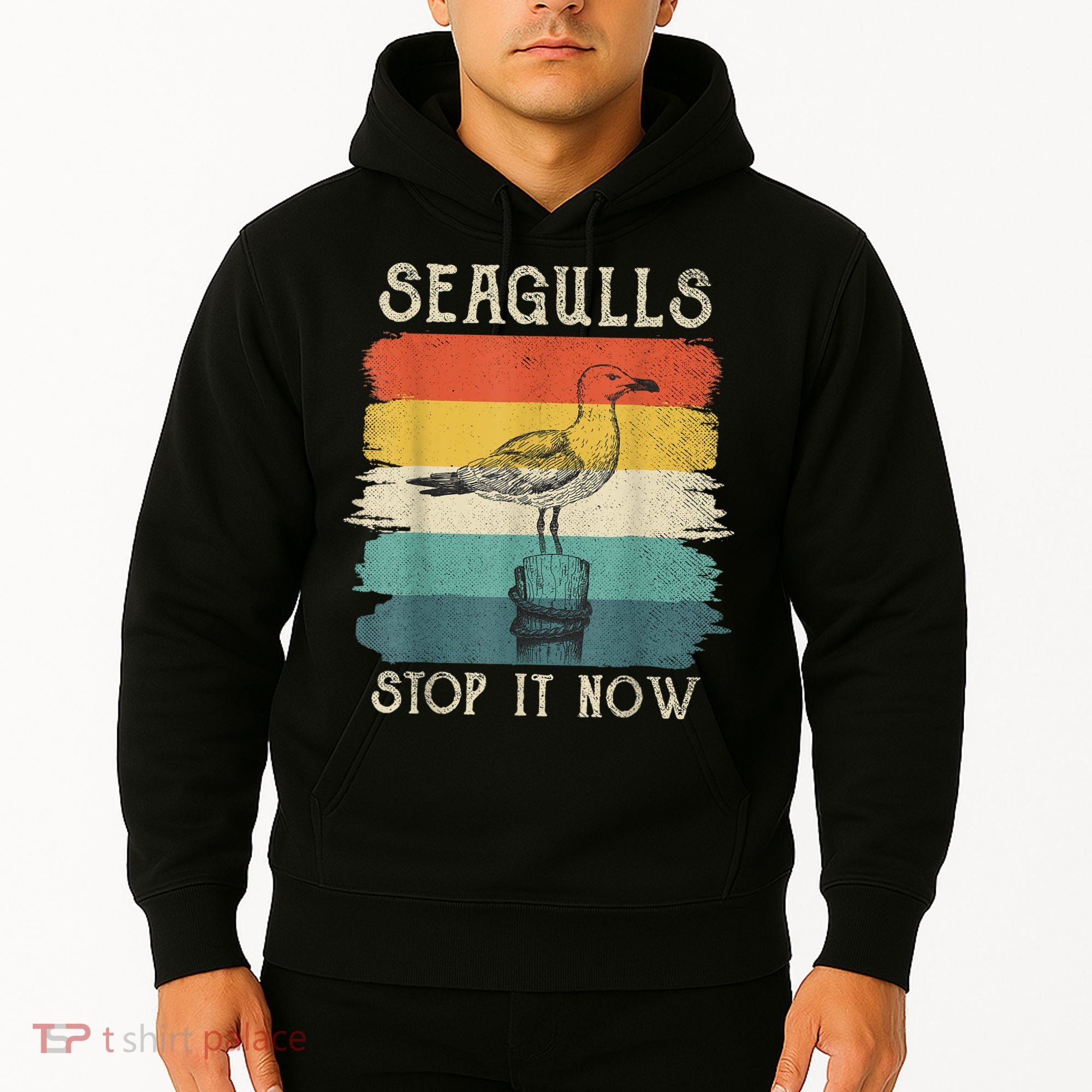 Seagulls Stop It Now Bird Lover 80s Retro Funny Seagull Hoodie