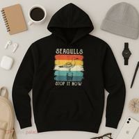 Seagulls Stop It Now Bird Lover 80s Retro Funny Seagull Hoodie thumb 3