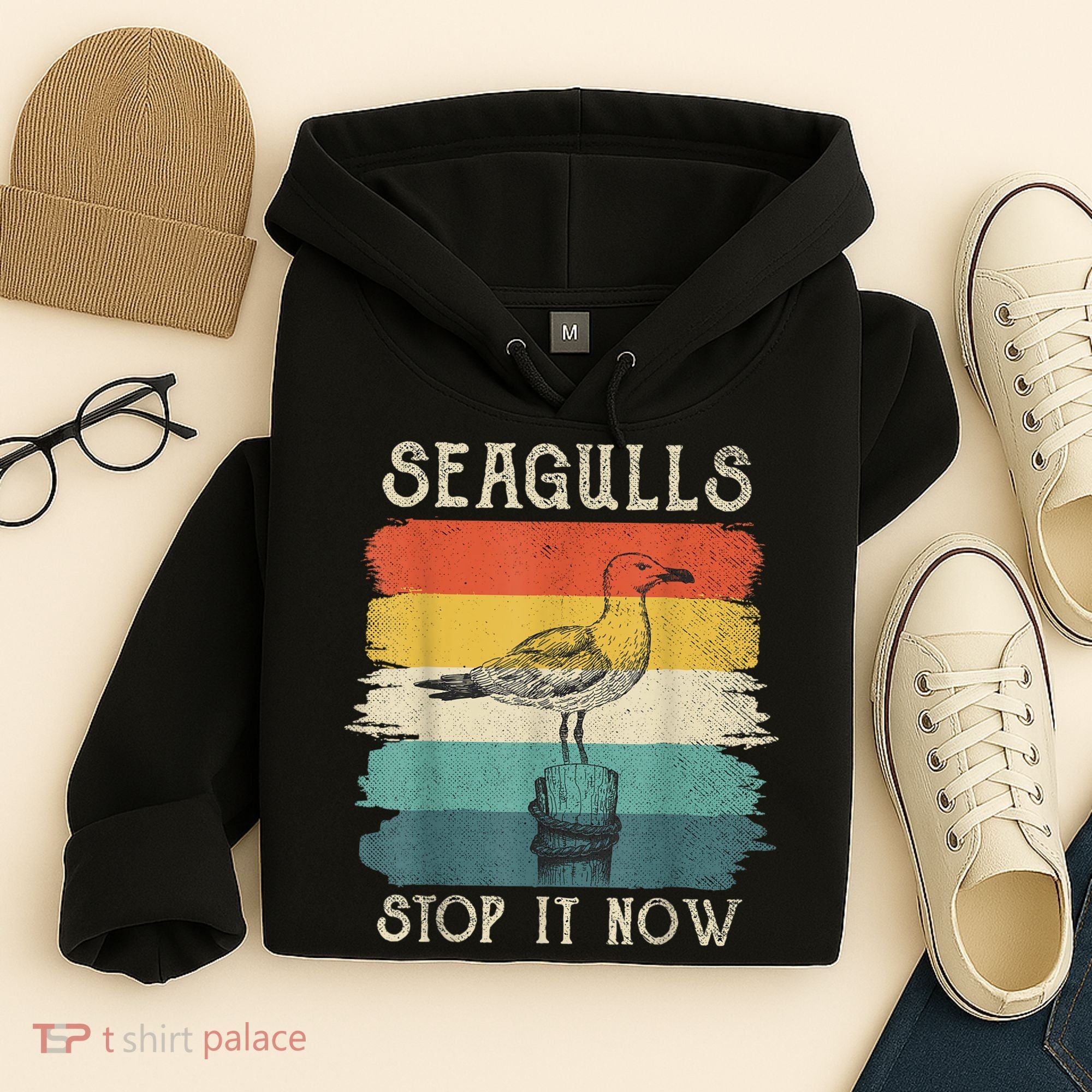 Seagulls Stop It Now Bird Lover 80s Retro Funny Seagull Hoodie