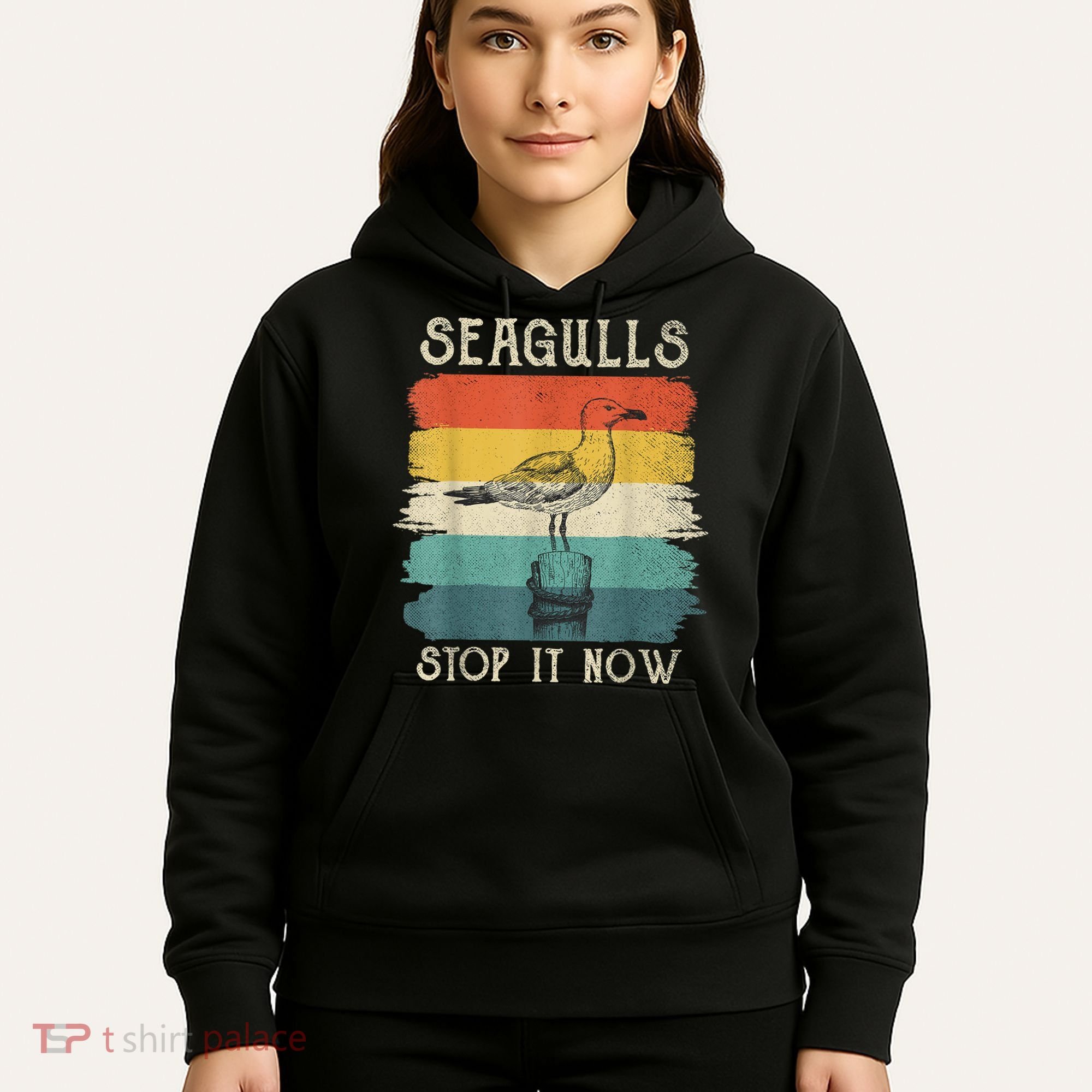 Seagulls Stop It Now Bird Lover 80s Retro Funny Seagull Hoodie