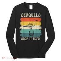 Seagulls Stop It Now Bird Lover 80s Retro Funny Seagull Long Sleeve Shirt thumb 0