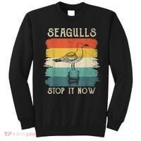 Seagulls Stop It Now Bird Lover 80s Retro Funny Seagull Sweatshirt thumb 0