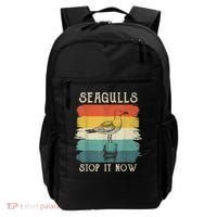 Seagulls Stop It Now Bird Lover 80s Retro Funny Seagull Backpack thumb 0