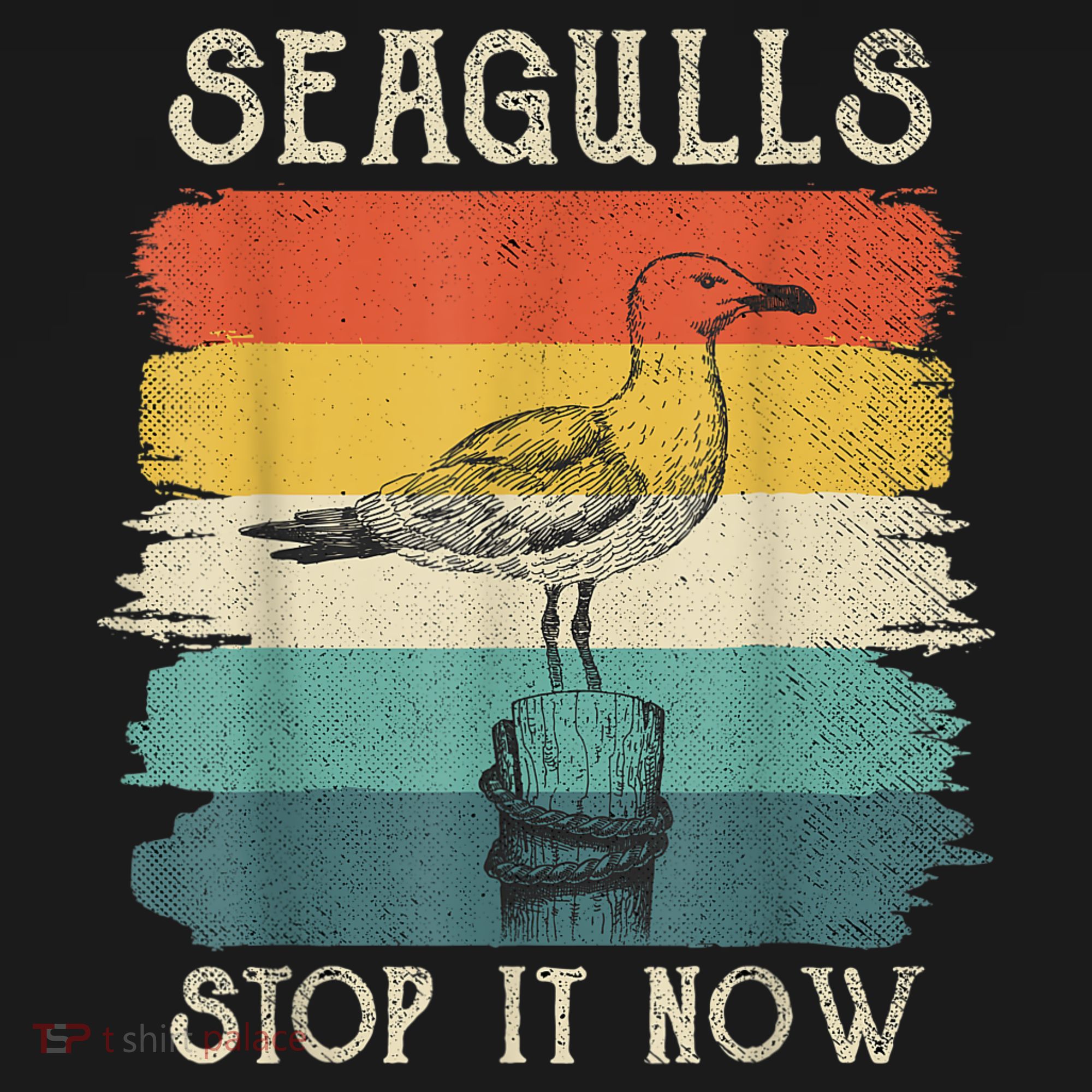 Seagulls Stop It Now Bird Lover 80s Retro Funny Seagull Bucket Hat