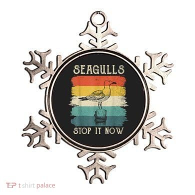 Seagulls Stop It Now Bird Lover 80s Retro Funny Seagull Ornament