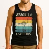 Seagulls Stop It Now Bird Lover 80s Retro Funny Seagull Tank Top thumb 3