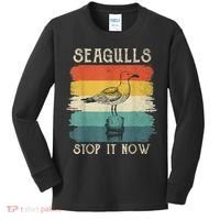 Seagulls Stop It Now Bird Lover 80s Retro Funny Seagull Kids Long Sleeve Shirt thumb 0