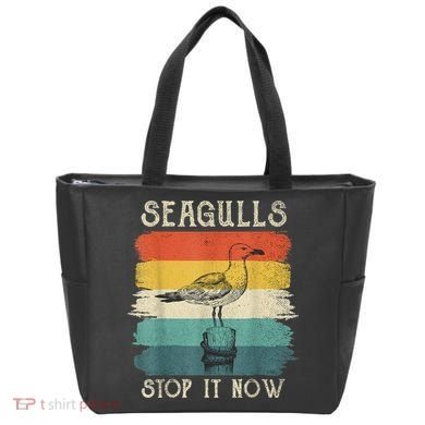 Seagulls Stop It Now Bird Lover 80s Retro Funny Seagull Bag