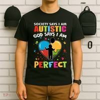 Society Says I Am Autistic God Says I Am Perfect Vintage T-Shirt thumb 6