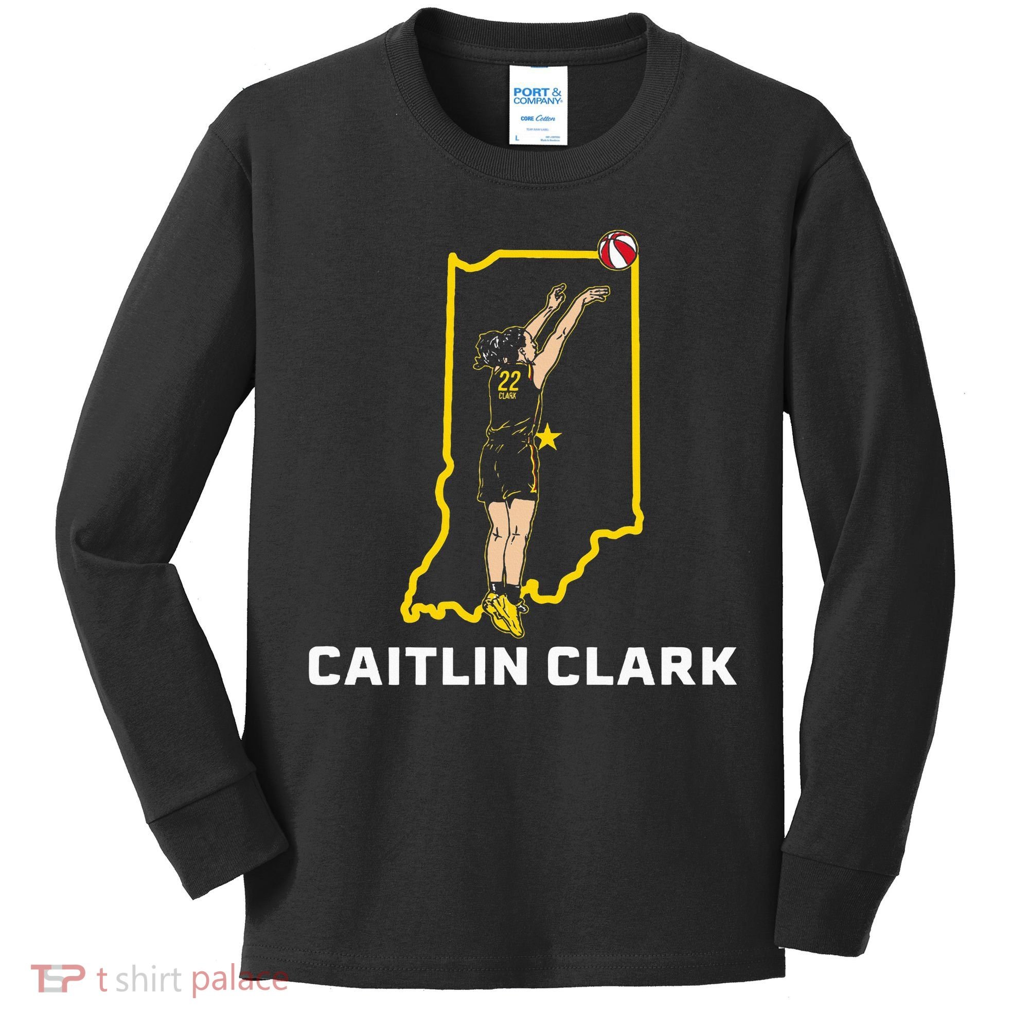 State Star Indiana Basketball Kids Long Sleeve Shirt
