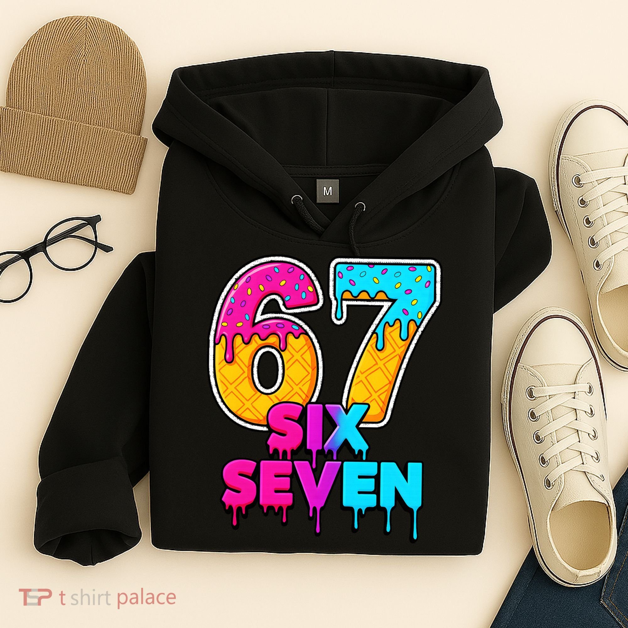 Six Seven Ice Cream Drip Gen Alpha Slang 6-7 Meme Hoodie