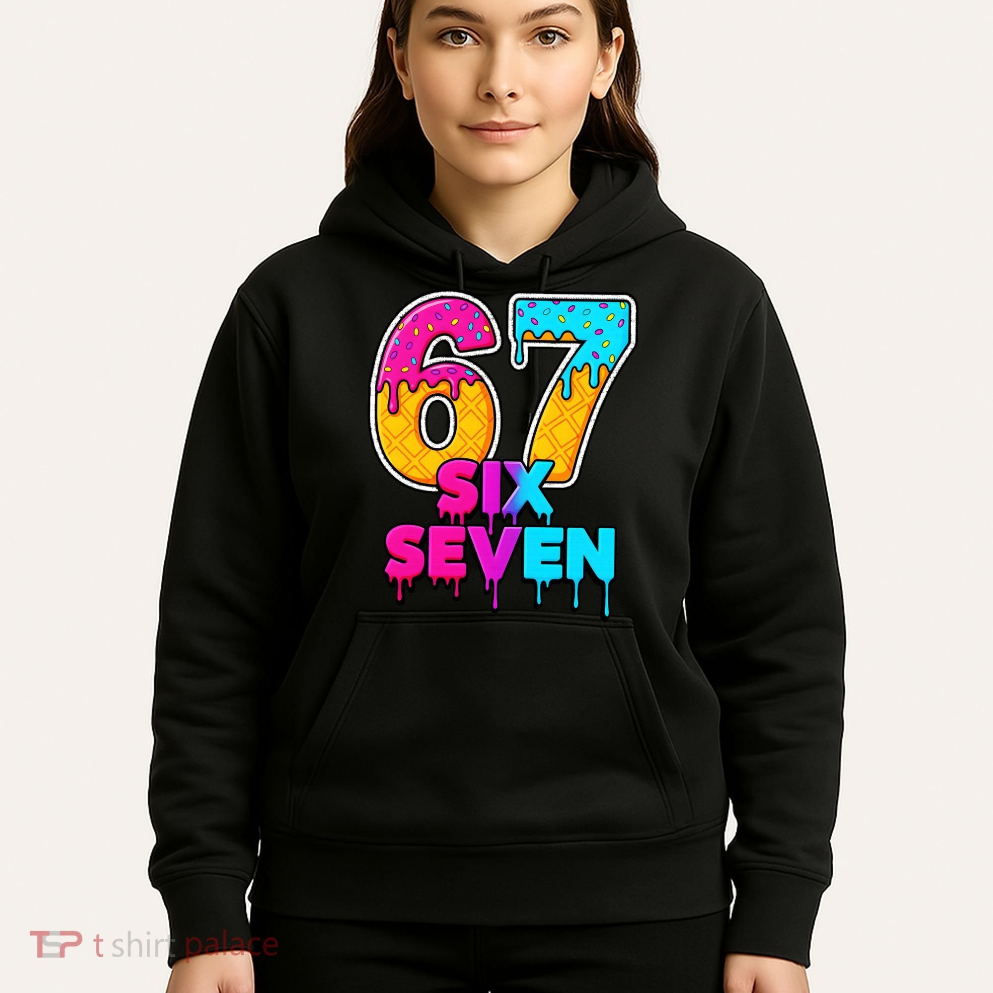 Six Seven Ice Cream Drip Gen Alpha Slang 6-7 Meme Hoodie