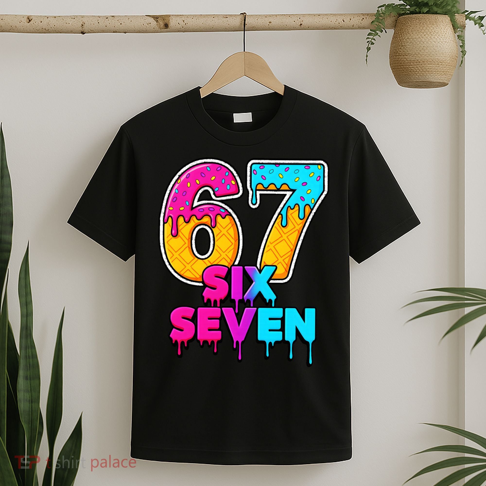 Six Seven Ice Cream Drip Gen Alpha Slang 6-7 Meme T-Shirt