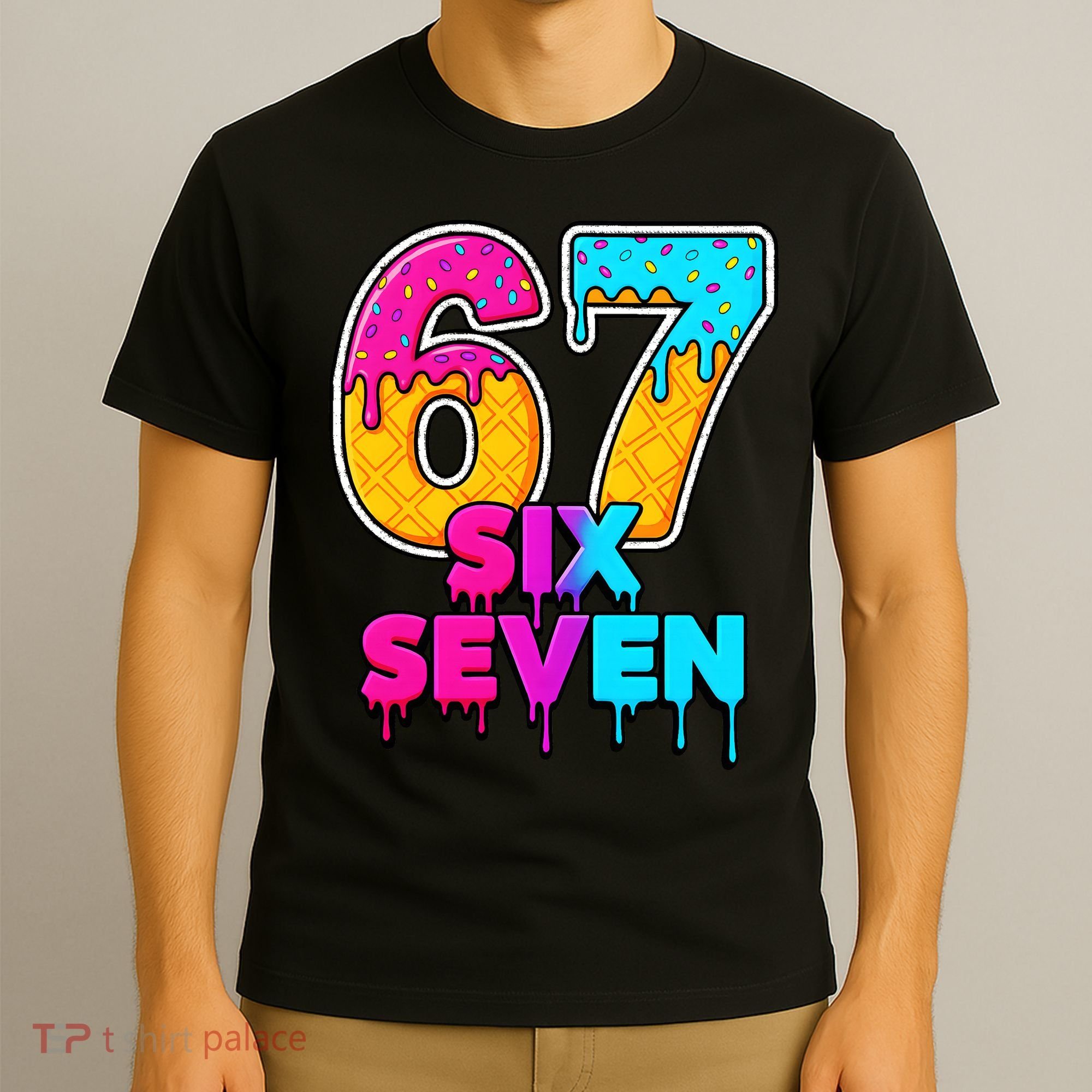 Six Seven Ice Cream Drip Gen Alpha Slang 6-7 Meme T-Shirt