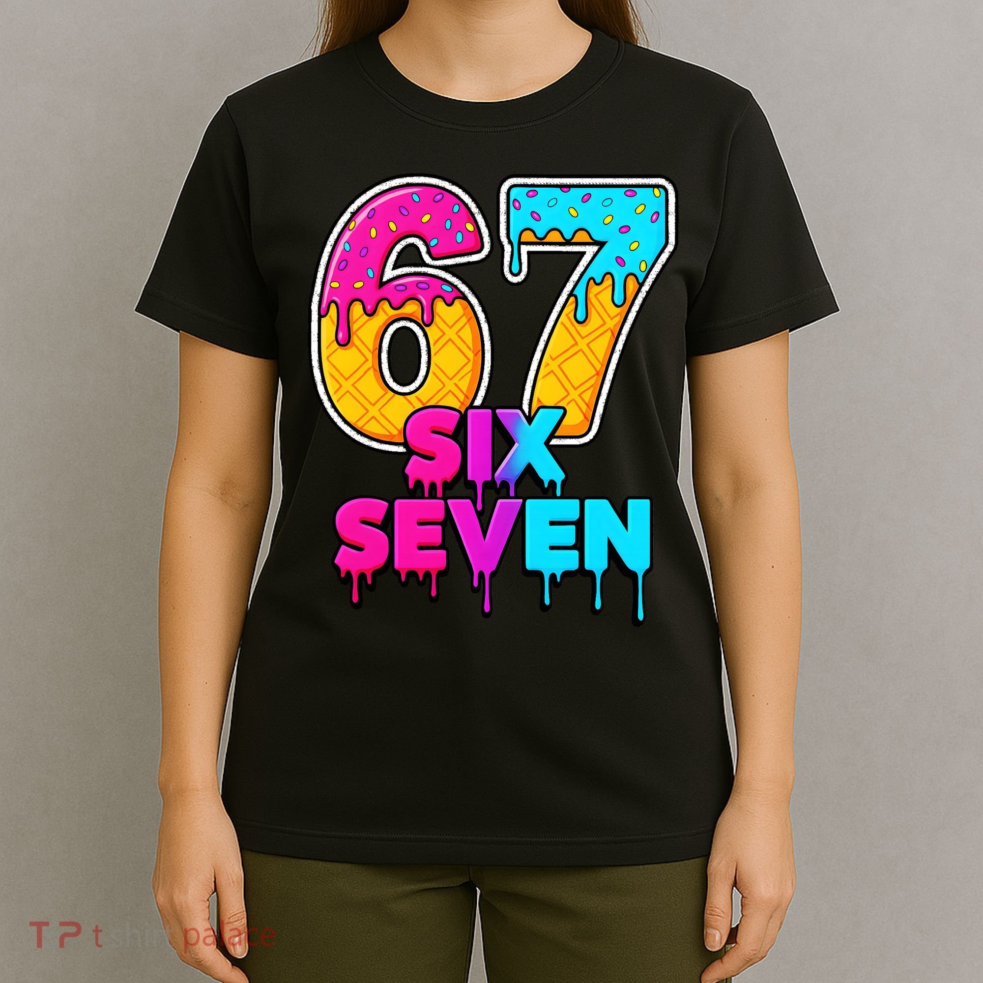 Six Seven Ice Cream Drip Gen Alpha Slang 6-7 Meme T-Shirt