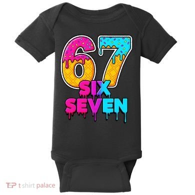 Six Seven Ice Cream Drip Gen Alpha Slang 6-7 Meme Baby Bodysuit
