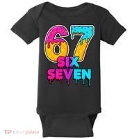 Six Seven Ice Cream Drip Gen Alpha Slang 6-7 Meme Baby Bodysuit thumb 0