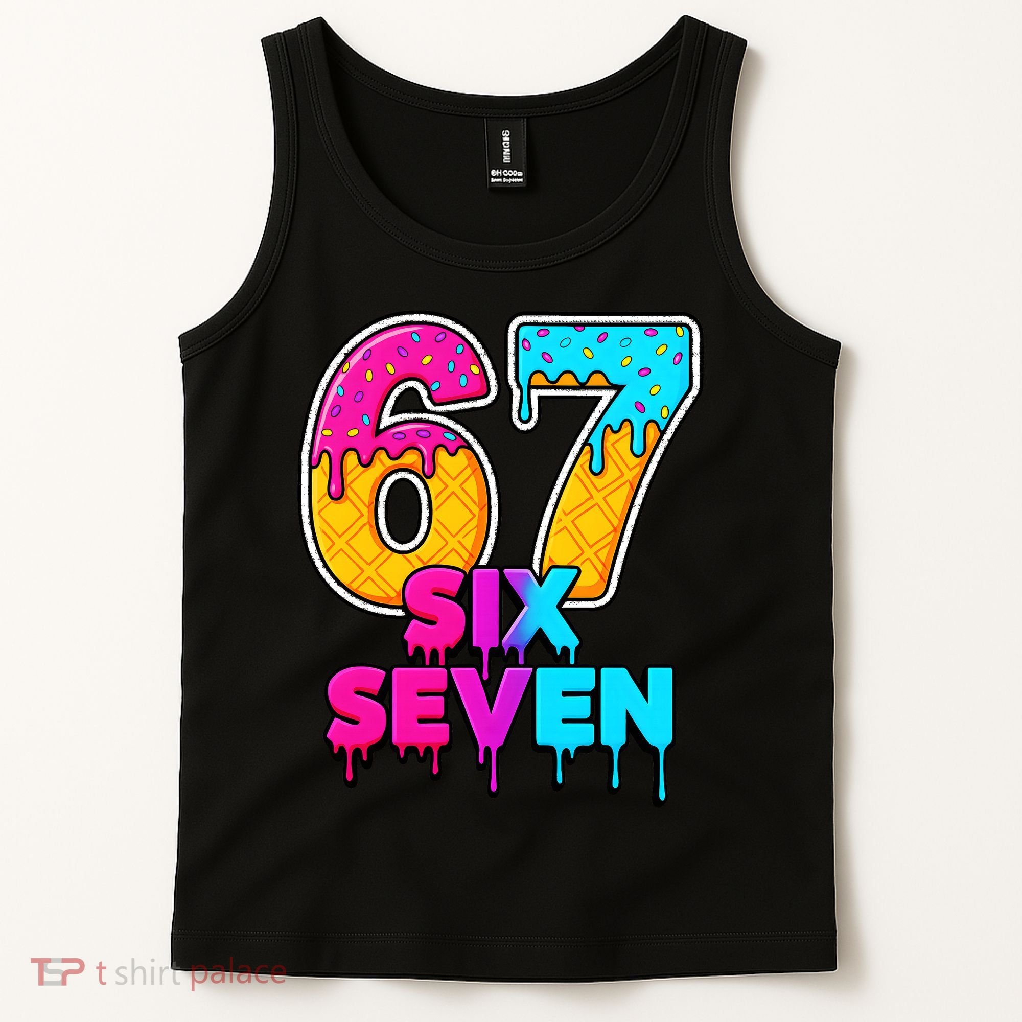 Six Seven Ice Cream Drip Gen Alpha Slang 6-7 Meme Tank Top