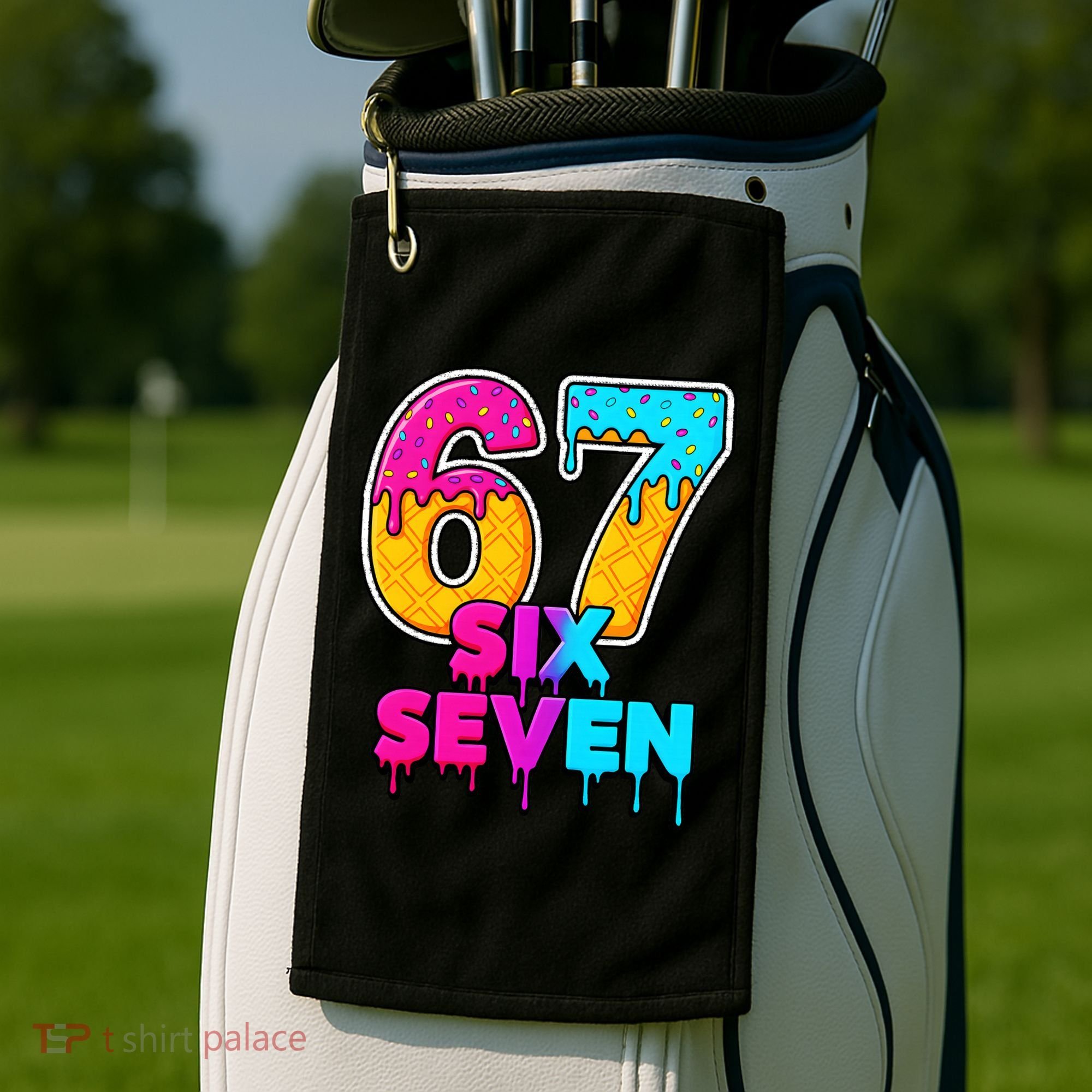Six Seven Ice Cream Drip Gen Alpha Slang 6-7 Meme Golf Towel