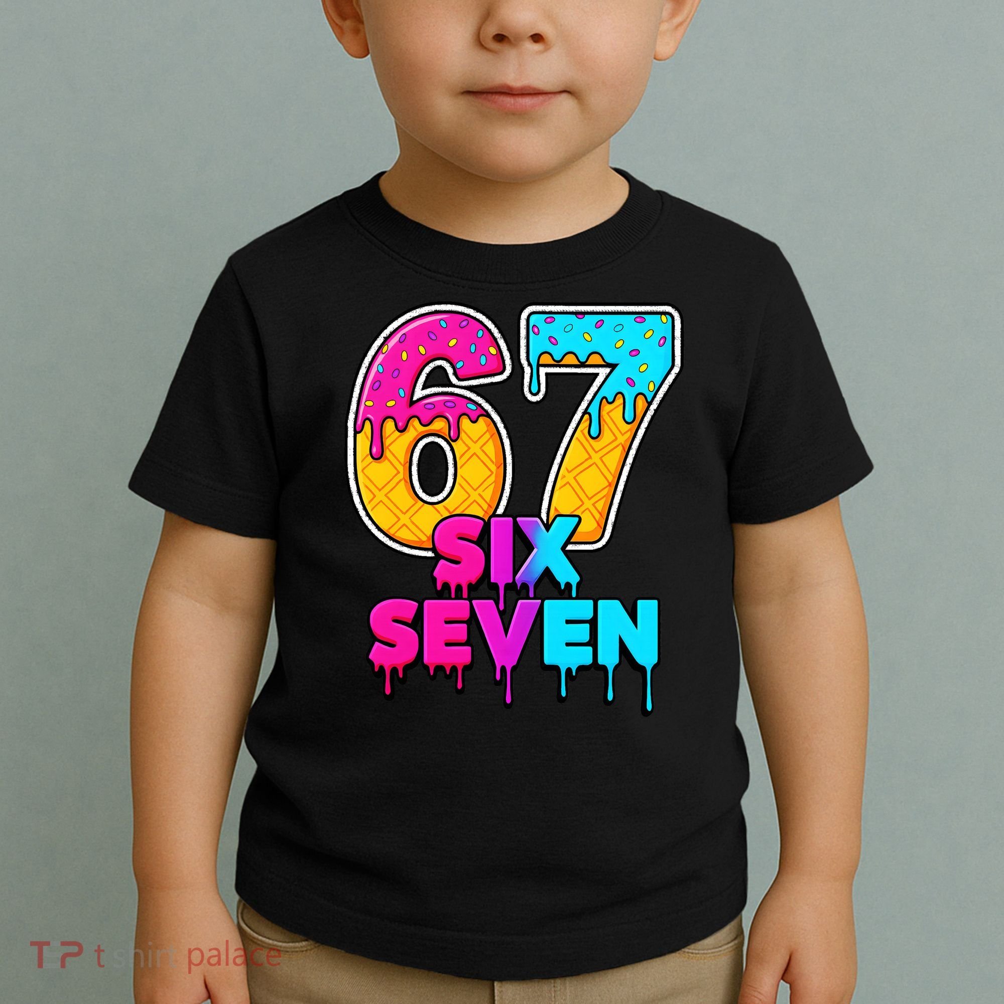 Six Seven Ice Cream Drip Gen Alpha Slang 6-7 Meme Toddler T-Shirt