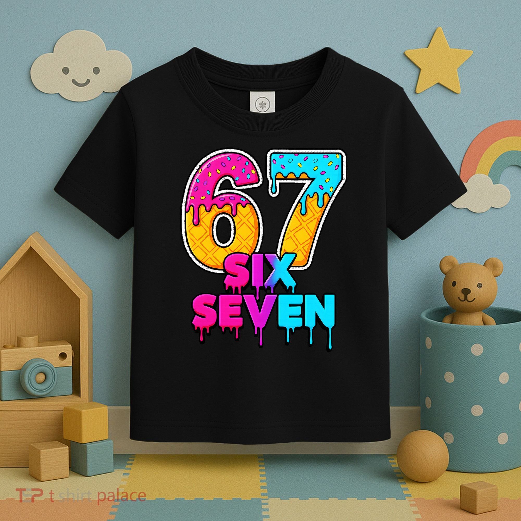 Six Seven Ice Cream Drip Gen Alpha Slang 6-7 Meme Toddler T-Shirt