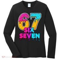 Six Seven Ice Cream Drip Gen Alpha Slang 6-7 Meme Women's Long Sleeve Shirt thumb 0