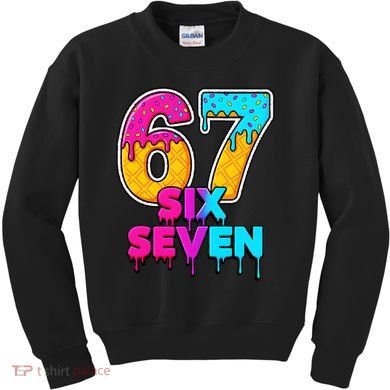 Six Seven Ice Cream Drip Gen Alpha Slang 6-7 Meme Kids Sweatshirt