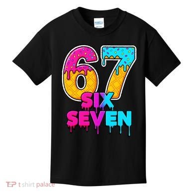 Six Seven Ice Cream Drip Gen Alpha Slang 6-7 Meme Kids T-Shirt