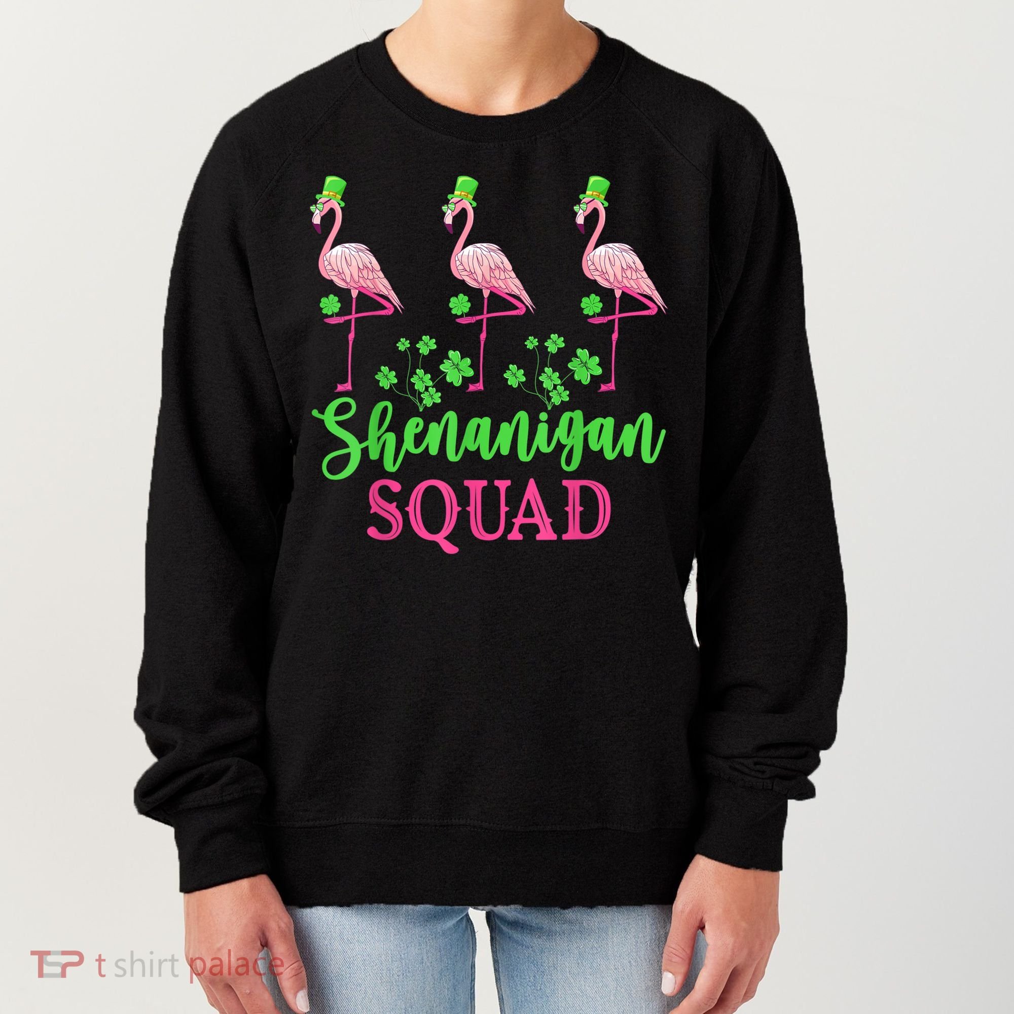 Shenanigan Squad Irish Flamingo Leprechaun St Patrick's Day Women's Sweatshirt