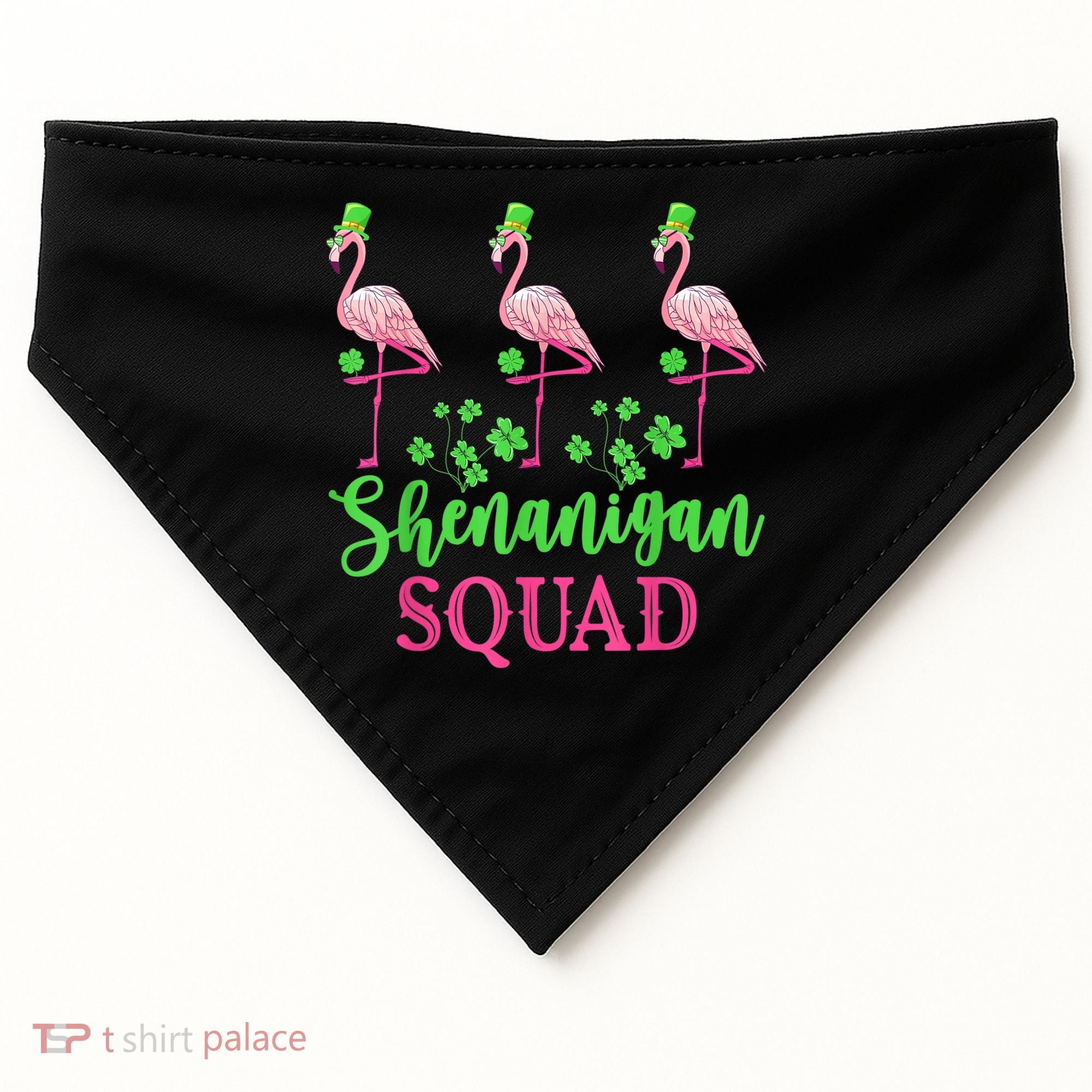Shenanigan Squad Irish Flamingo Leprechaun St Patrick's Day USA-Made Doggie Bandana