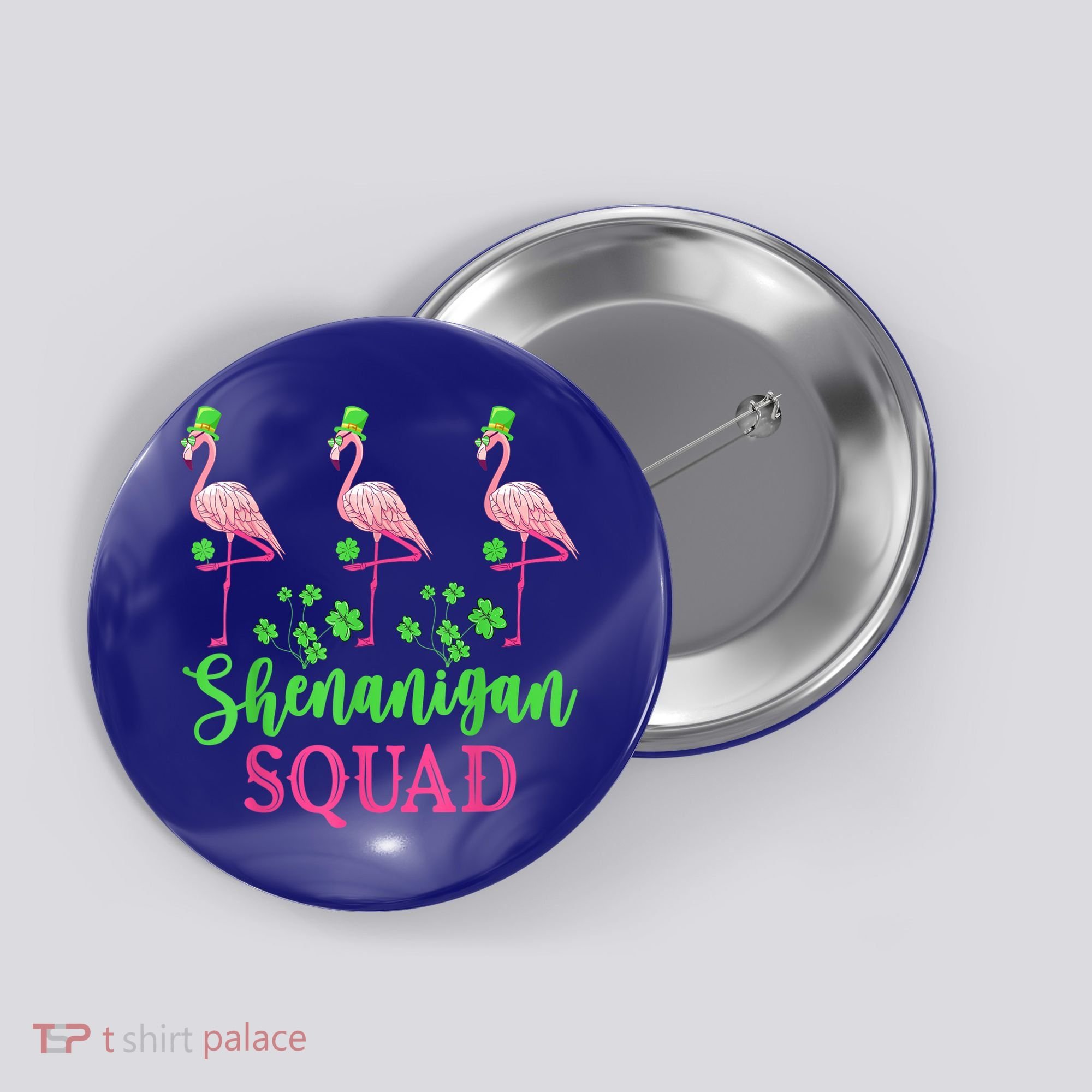 Shenanigan Squad Irish Flamingo Leprechaun St Patrick's Day Button