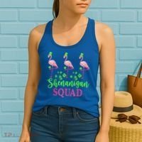 Shenanigan Squad Irish Flamingo Leprechaun St Patrick's Day Women's Tank Top thumb 2