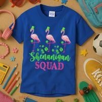 Shenanigan Squad Irish Flamingo Leprechaun St Patrick's Day Kids T-Shirt thumb 3
