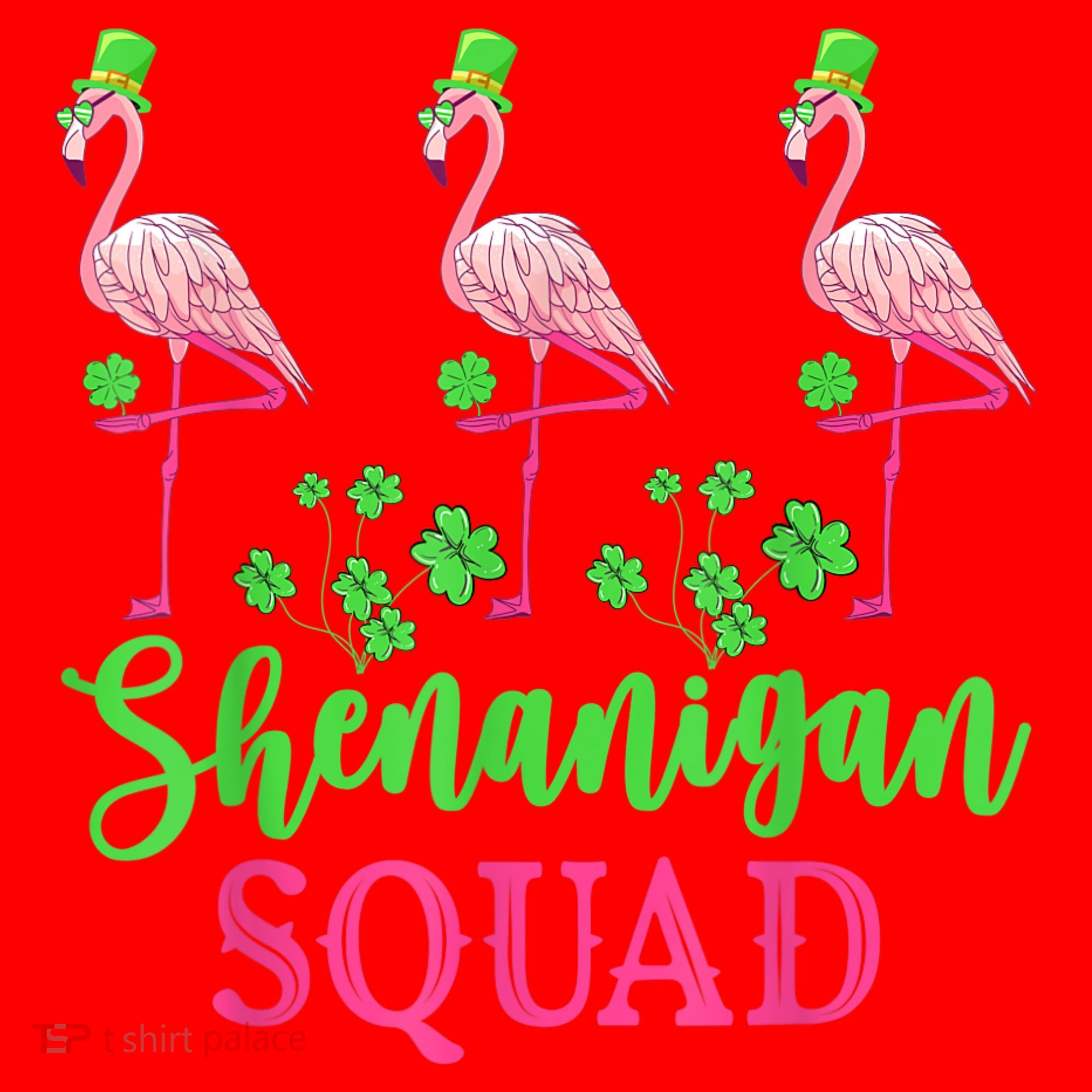 Shenanigan Squad Irish Flamingo Leprechaun St Patrick's Day Santa Hat
