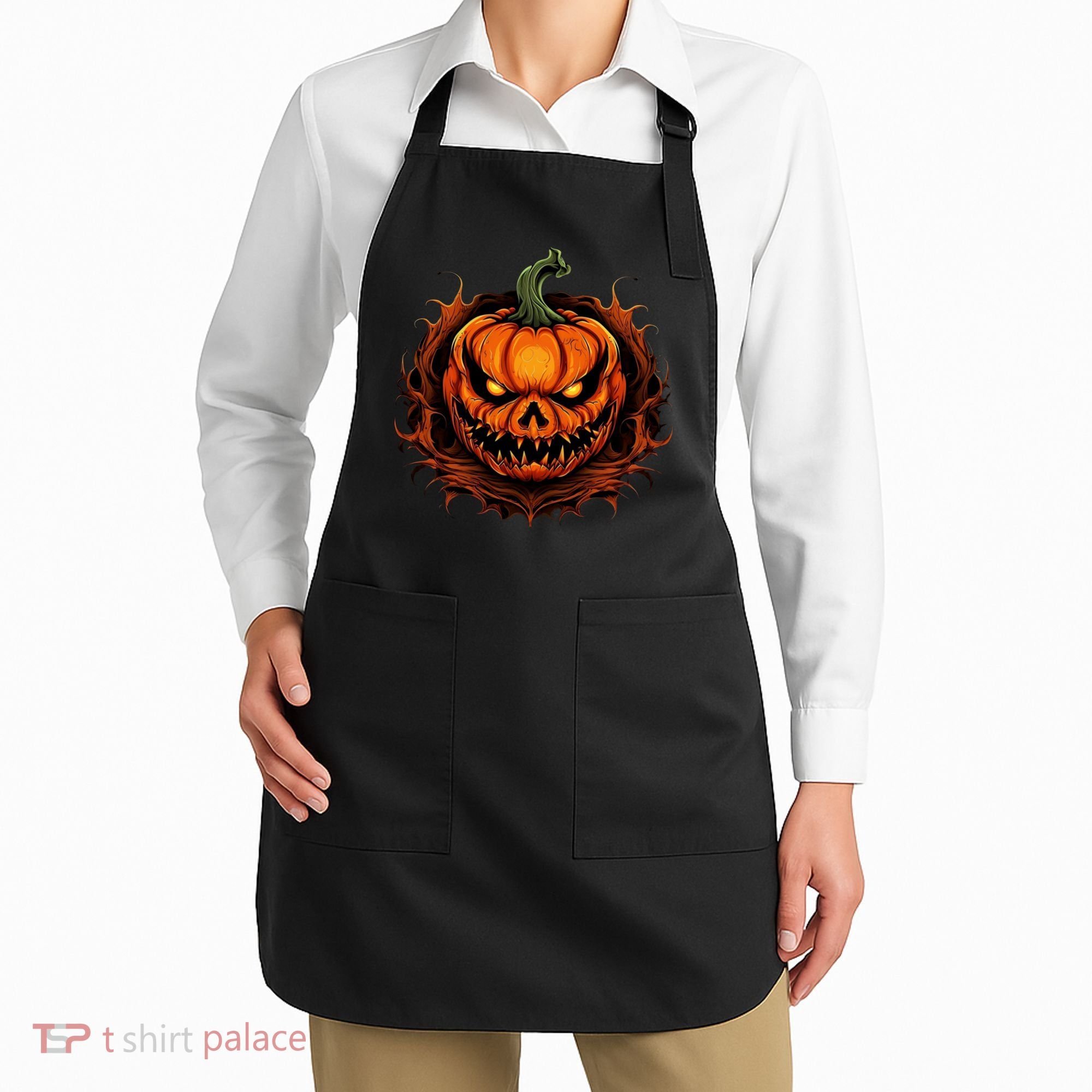 Scary Spooky Jack O Lantern Face Pumpkin Halloween Apron