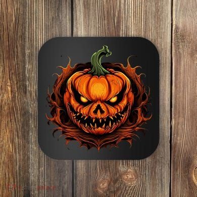 Scary Spooky Jack O Lantern Face Pumpkin Halloween Coaster
