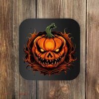 Scary Spooky Jack O Lantern Face Pumpkin Halloween Coaster thumb 0