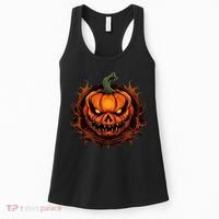 Scary Spooky Jack O Lantern Face Pumpkin Halloween Women's Tank Top thumb 0