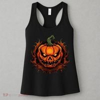 Scary Spooky Jack O Lantern Face Pumpkin Halloween Women's Tank Top thumb 3