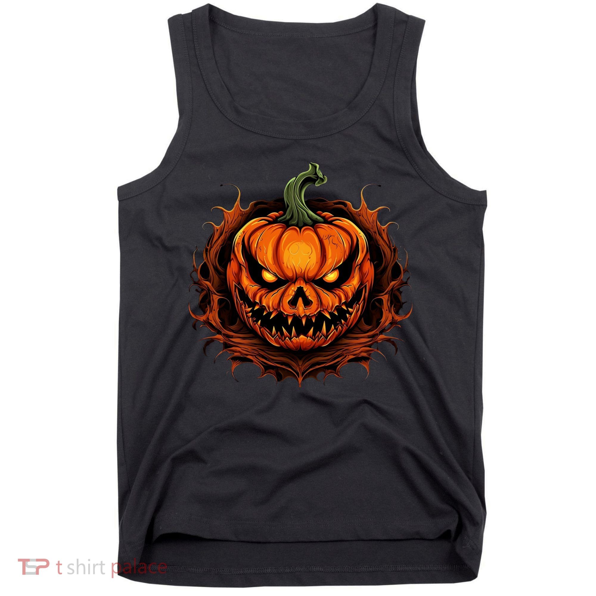 Scary Spooky Jack O Lantern Face Pumpkin Halloween Tank Top