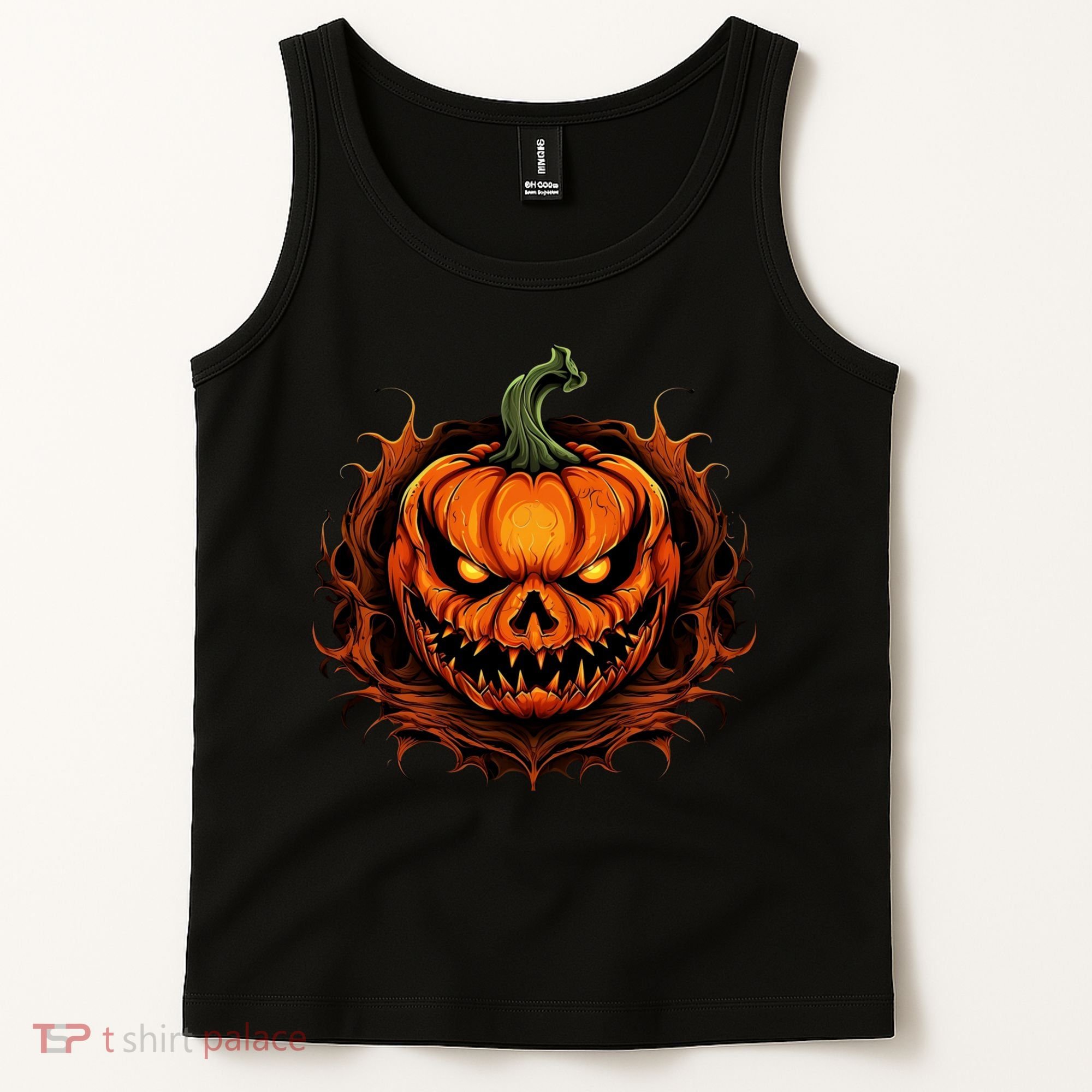 Scary Spooky Jack O Lantern Face Pumpkin Halloween Tank Top
