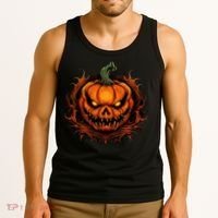 Scary Spooky Jack O Lantern Face Pumpkin Halloween Tank Top thumb 3