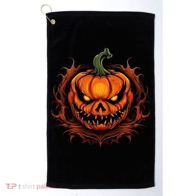 Scary Spooky Jack O Lantern Face Pumpkin Halloween Golf Towel