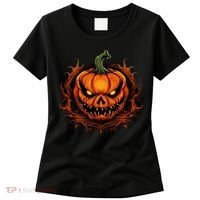 Scary Spooky Jack O Lantern Face Pumpkin Halloween Women's T-Shirt thumb 0