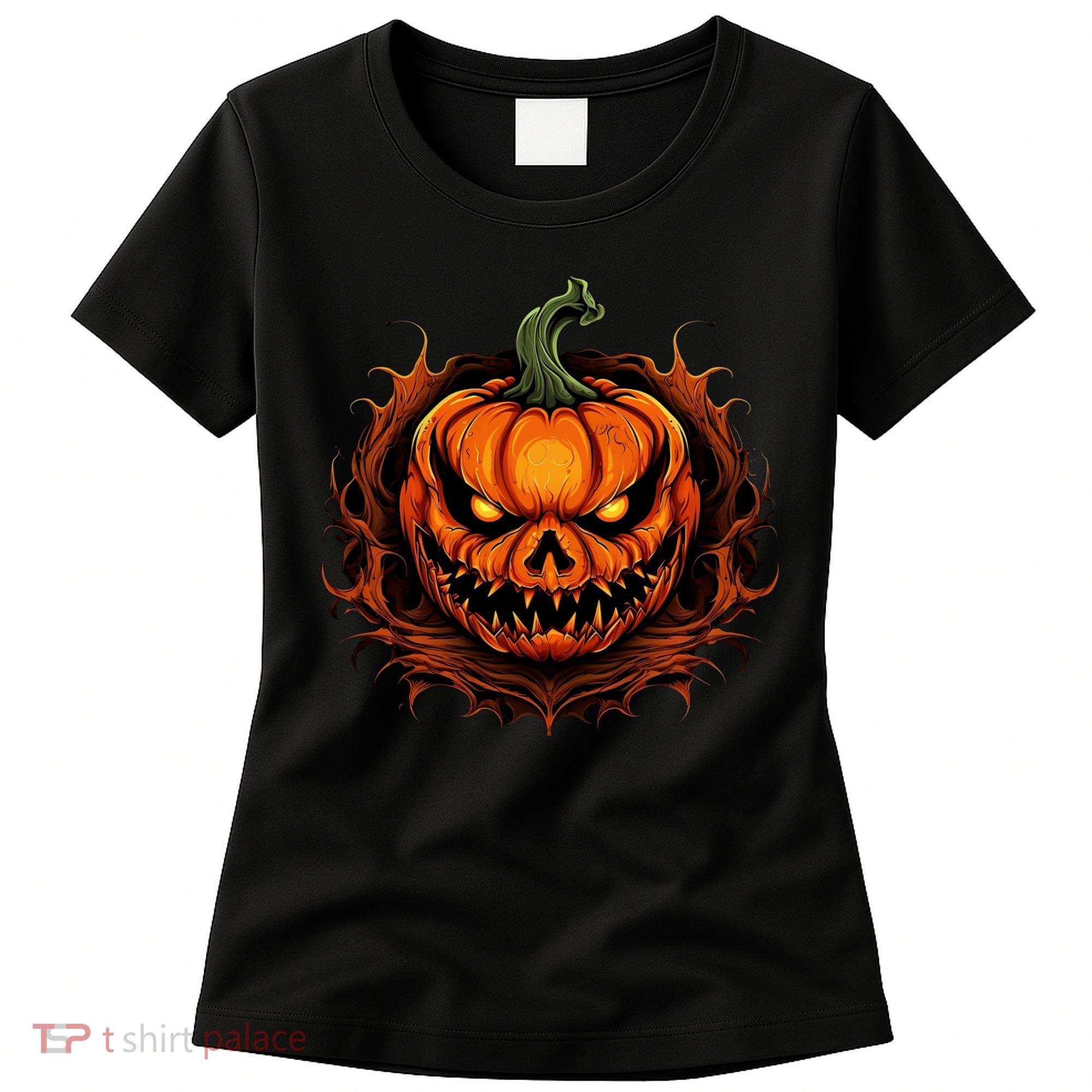 Scary Spooky Jack O Lantern Face Pumpkin Halloween Women's T-Shirt