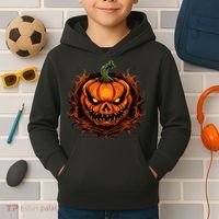 Scary Spooky Jack O Lantern Face Pumpkin Halloween Kids Hoodie thumb 2