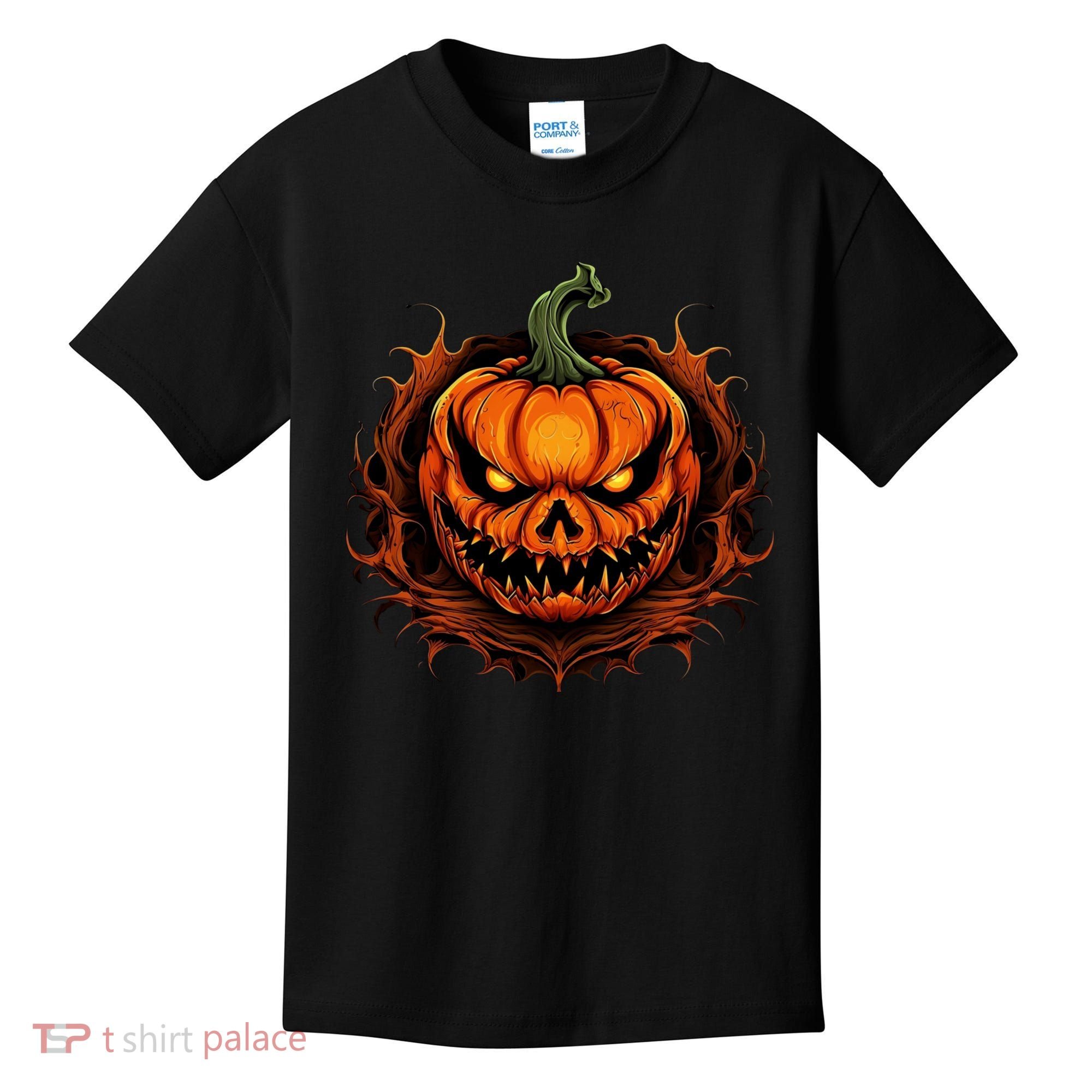 Scary Spooky Jack O Lantern Face Pumpkin Halloween Kids T-Shirt
