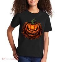 Scary Spooky Jack O Lantern Face Pumpkin Halloween Kids T-Shirt thumb 2