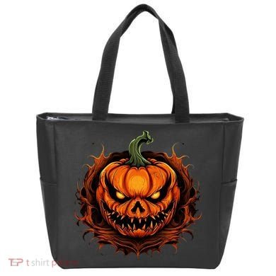Scary Spooky Jack O Lantern Face Pumpkin Halloween Tote Bag